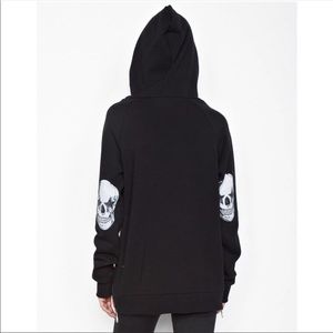 Lauren Moshi Corbin Pullover Hoodie Skull Elbow L